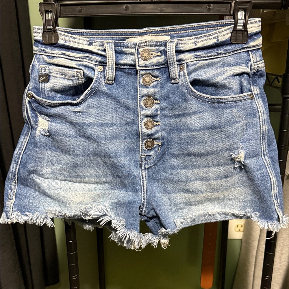 KanCan Light Blue Button-Up Jean Shorts